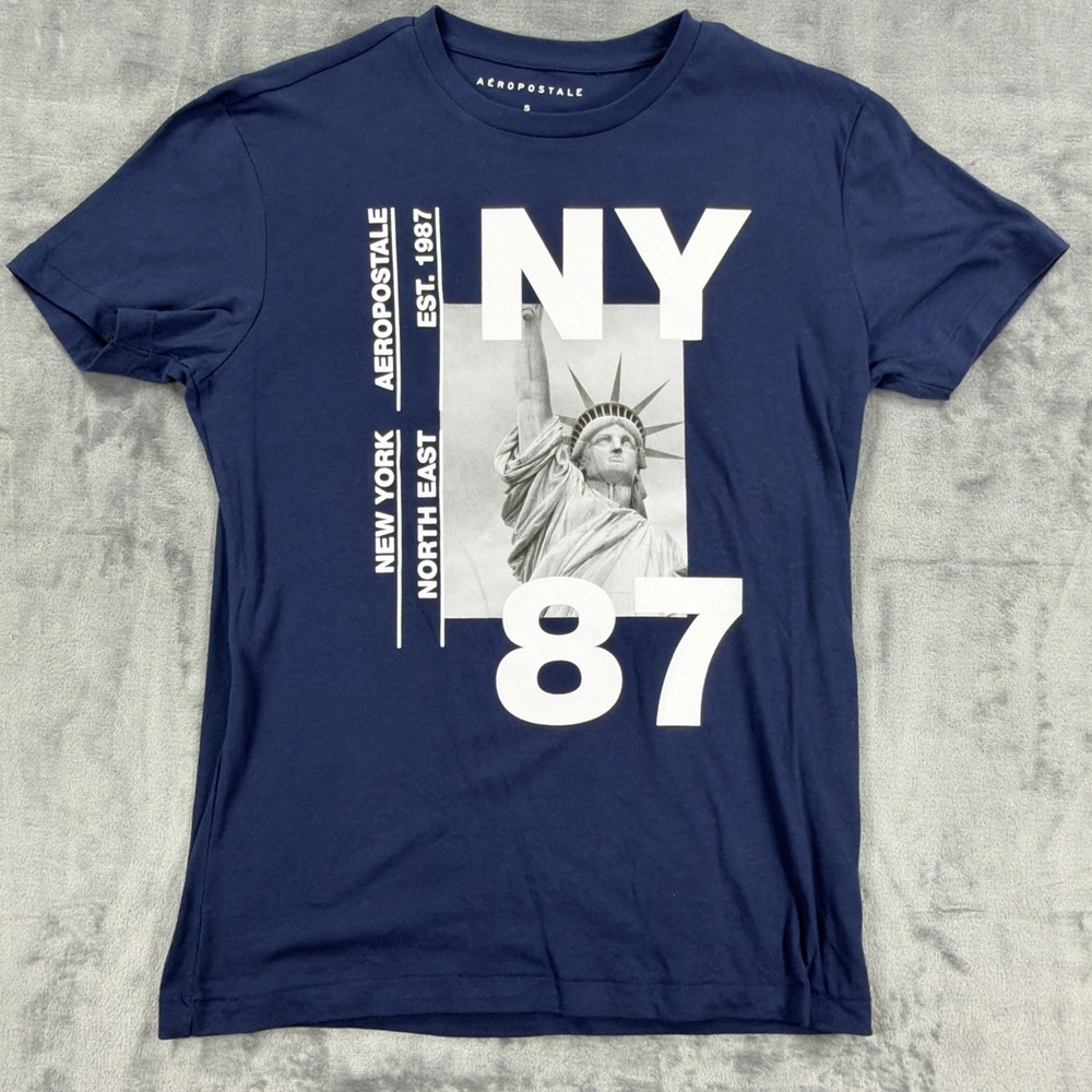 Aeropostale NY 87 Statue of Liberty Graphic T-Shirt Men's Small Blue NWOT